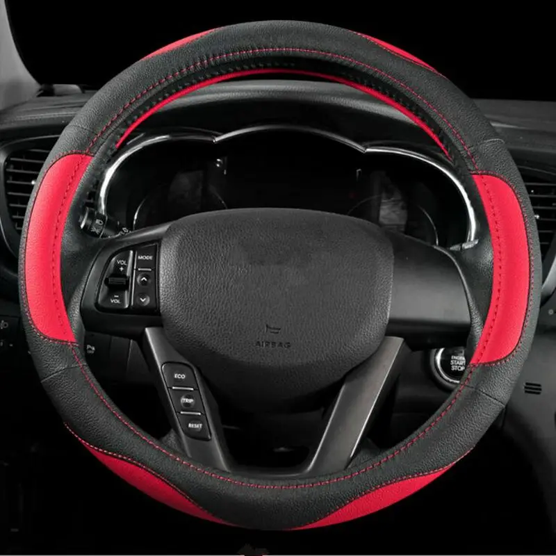 

DONYUMMYJO Universal 38cm PU Leather Car Steering Wheel Cover for Ford focus 2 3 BMW e46 e39 Volkswagen Toyota Chevrolet cruze