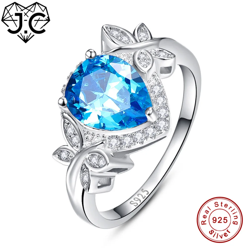 J.C Sapphire Blue Topaz кулон кольцо и серьги из серебра 925 пробы ювелирный набор|jewelry sets|ring