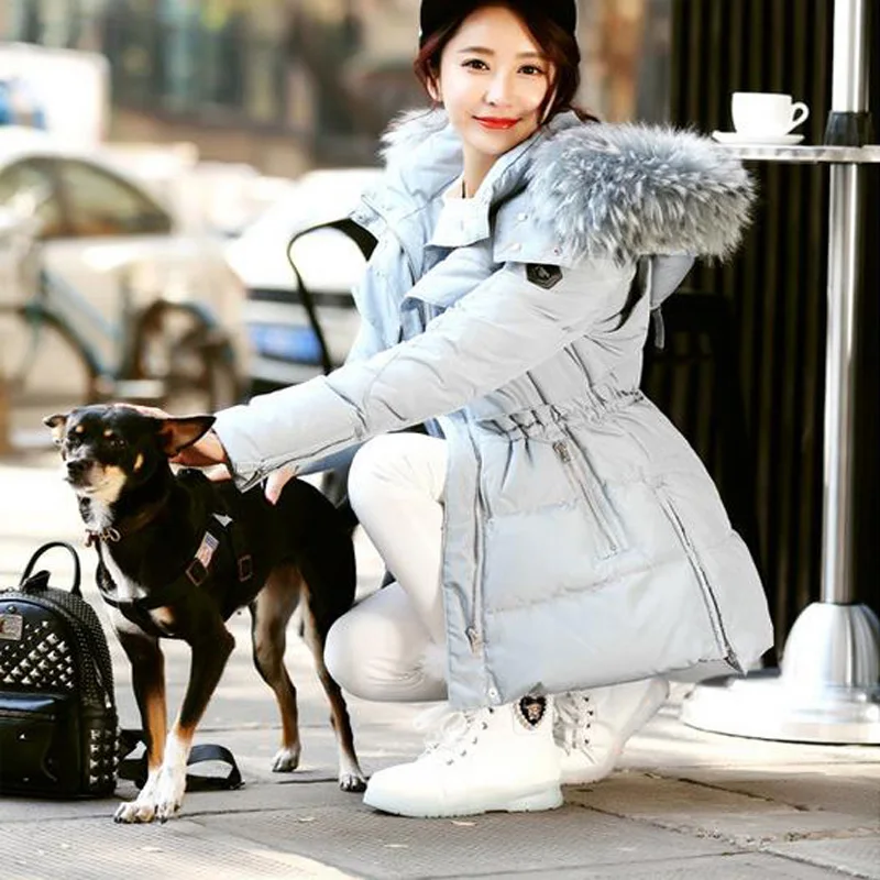 Jvzkass 2018 new Fur Winter Jacket Women White Duck Parka Jackets Natural Raccoon Fur Collar Female Winter Coat Women Parkas Z23