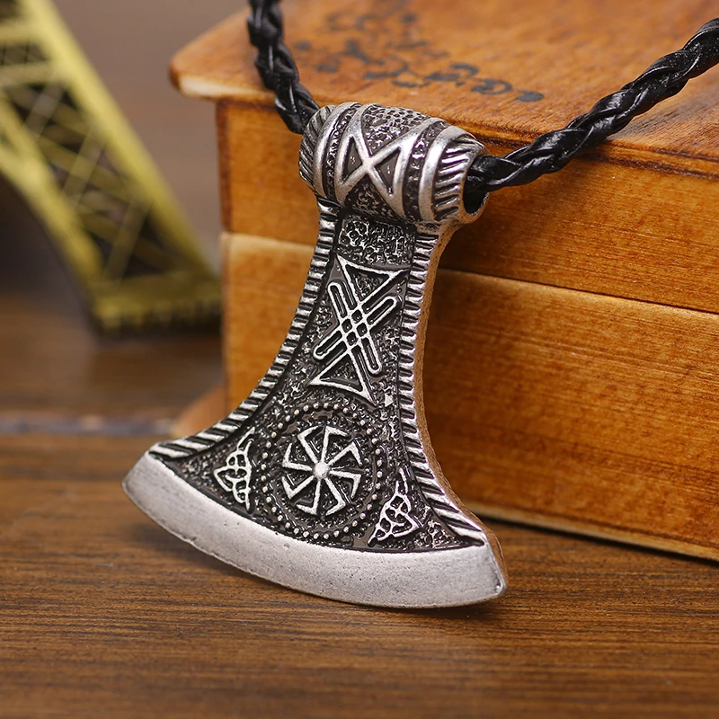 

Slavic Perun axe Antique Silver Amulet Kolovrat Symbol Pagan Jewelry Amulets and Talismans Pendant