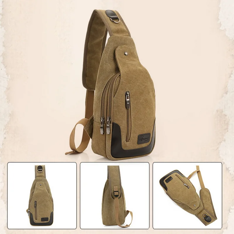 Унисекс Холщовая Сумка на плечо для мужчин портативный дизайн открытый мешок, рюкзак на грудь повседневные сумки-мессенджеры военные сумочки