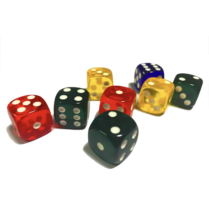 

24 Pieces/Set 16MM Four-Color Transparent Dices Rounded Corners Playing Party Game Dice