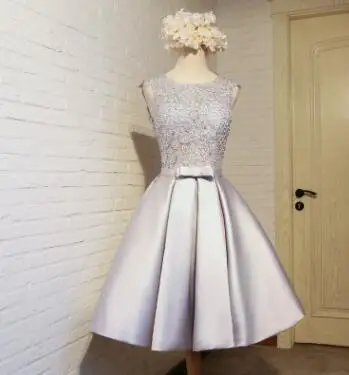 DongCMY короткие Новое Поступление Коктейльные платья Вечерние размера плюс женское кружевное платье - Цвет: picture gray