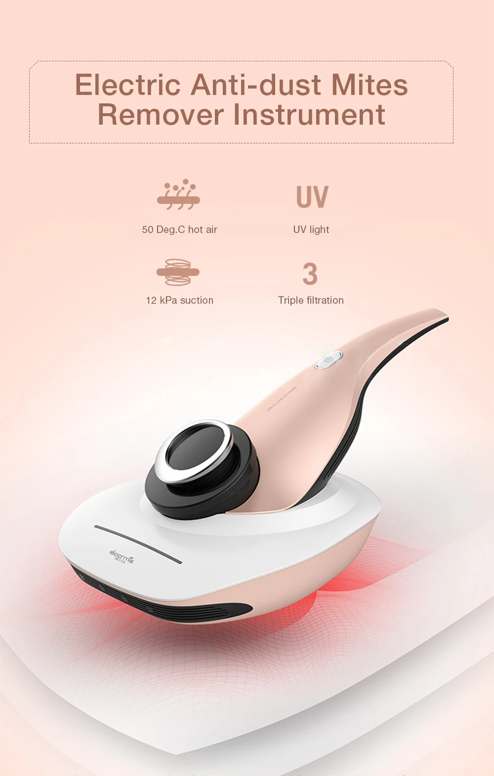 Xiaomi Deerma пылесос для кровати электрический инструмент для удаления клещей UV-C светильник 99.99% стерилизованный ручной инструмент для удаления пылевых клещей