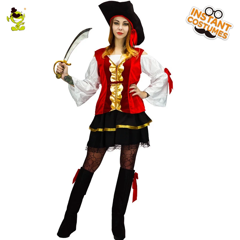 Adult Pirate Costumes With Lace Halloween Party Role Play Women Viking Buccaneer Beauty Fancy Dress Pirate Costume Fancy Dressadult Costume Aliexpress