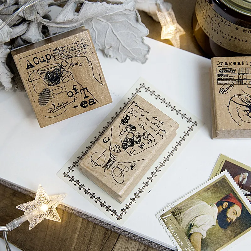 1 шт. эстетическое движение деревянный Резиновый Штамп Дети DIY ручной работы