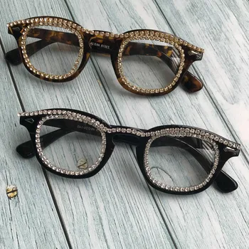 

Design Men Clear Lens Eyewear Diamond Sunglasses Women Retro Small Round Eyeglass UV400 Sports Oculos