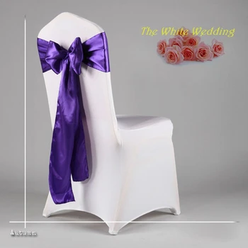 

Free Shpping to USA 100 Cheap Purple Satin Chair Sash For Wedding Chair Cover Sashes