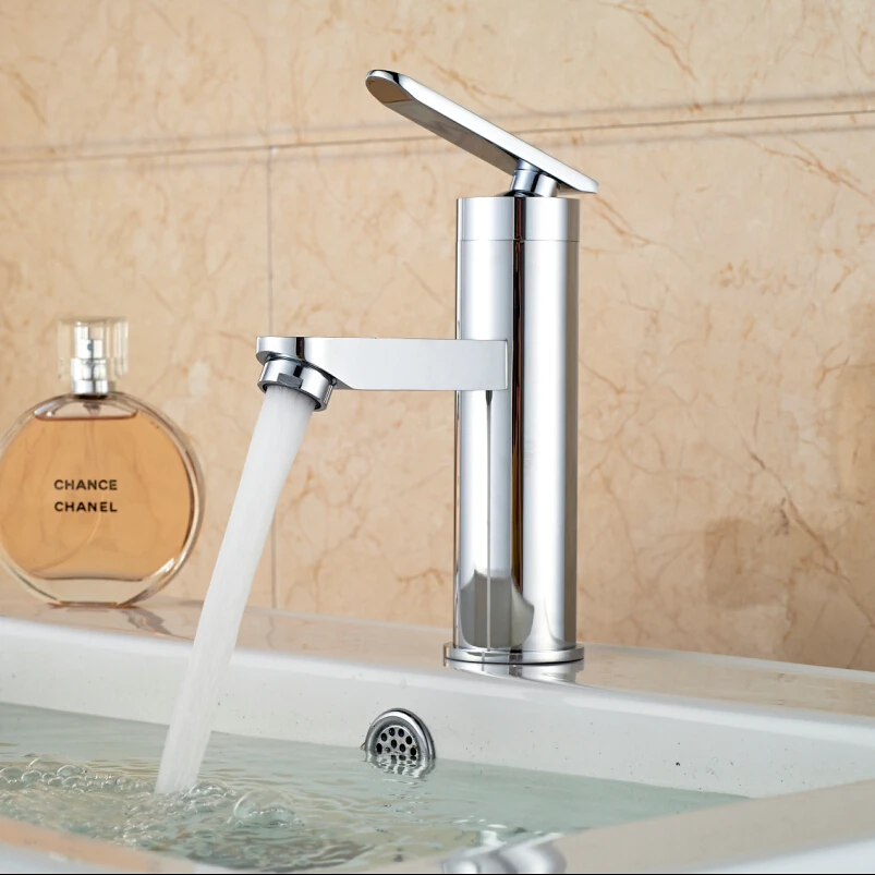 

Cheaper Promotion Bathroom Hot and Cold Water Basin Faucet Deck Mount Single Handle Chrome Finished Mixer Taps