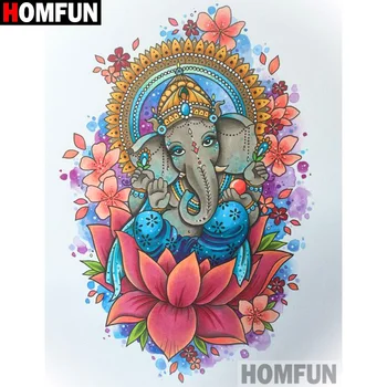 

HOMFUN Full Square/Round Drill 5D DIY Diamond Painting "Flower elephant" 3D Diamond Embroidery Cross Stitch Home Decor A19484