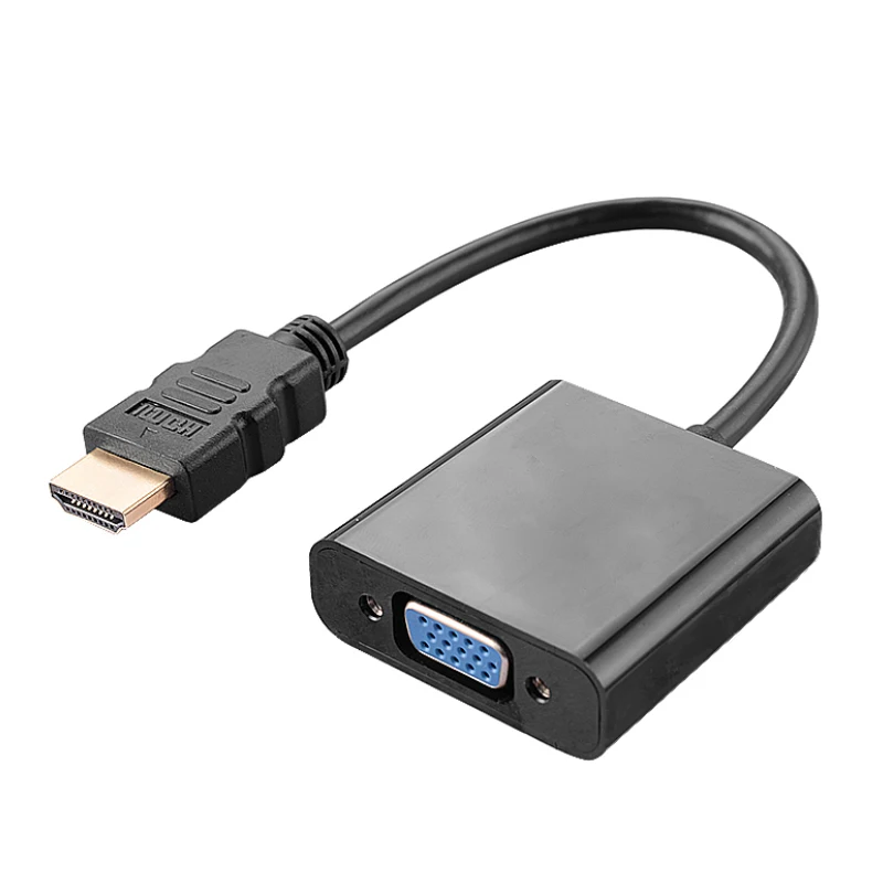 Высококачественный адаптер hdmi-vga штекер в конвертер с разъемом адаптер 1080 P HD цифровой аналоговый видео аудио для ПК ноутбука планшета - Цвет: Черный