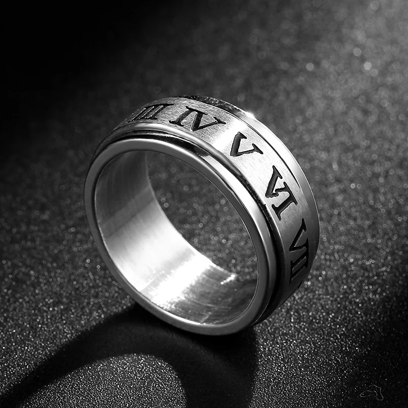 8 мм вращающееся титановое кольцо для мужчин и женщин с римскими цифрами