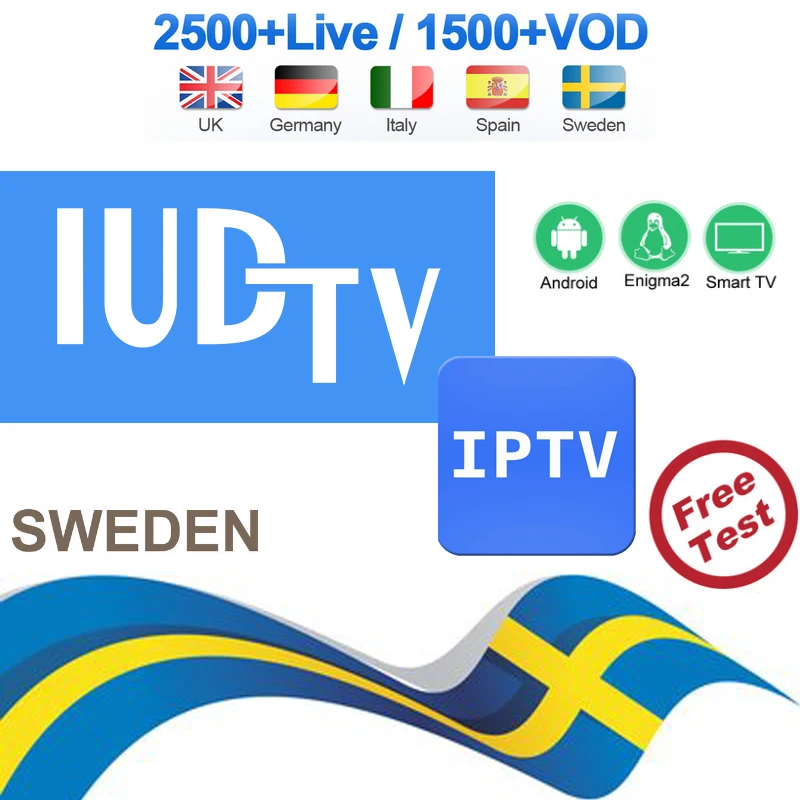 

IUDTV IPTV Subscription 1 Year For Iptv Italy UK Germany Europe Spanish Sweden Use On Smart TV Enigma2 URL M3U Android TV Box