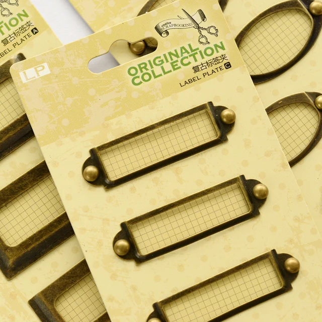 Antique Brass Drawer Label Vintage Office Document Label Holder