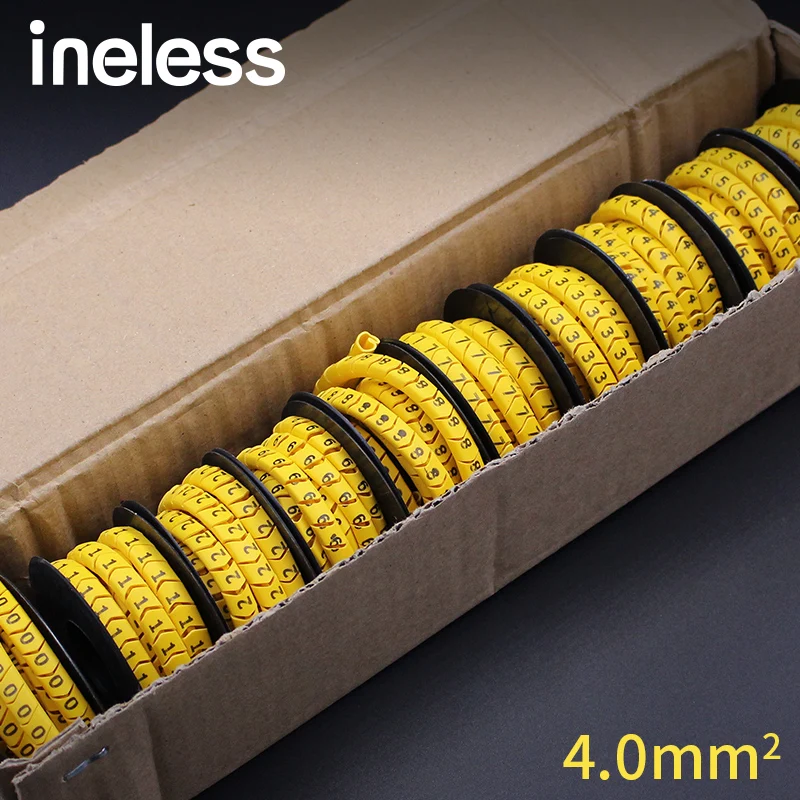 

10 rolls/lot 4.0mm Square 0-9 Number Tube Cable Marker Colorful Mark Wire Markers