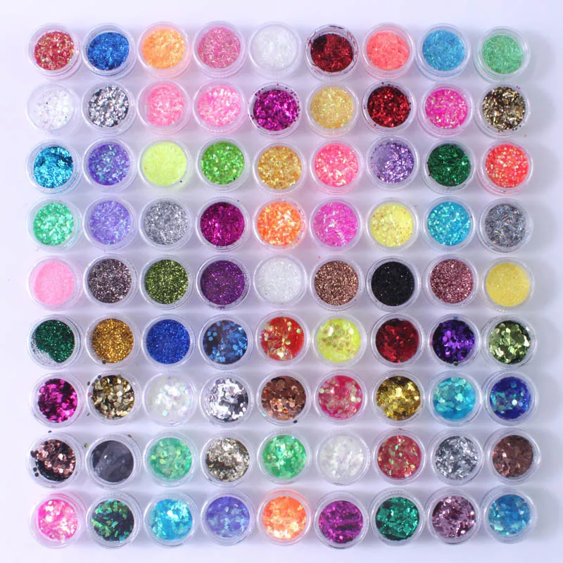 90 Pots Nail Art Decoration Glitter Powder Dust For UV GEL French Acrylic Nail Tips mermaid effect glitter nail art tip decoration magic glimmer powder dust