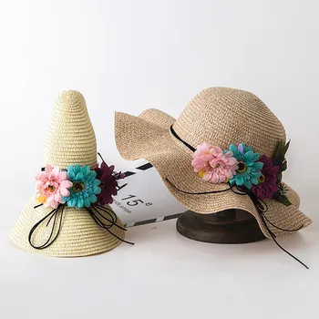 

Summer Kids Hat Boy Girls Hats Baby Flower Breathable Cap Straw zonnehoed baby summer hat czapka wiosna dla dzieci