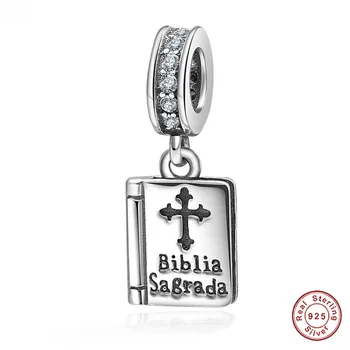 

Hot Sale The Bible Book Charm 925 Sterling Silver Pendant fits Pandora Charm Bracelets and Necklaces Fine Jewelry