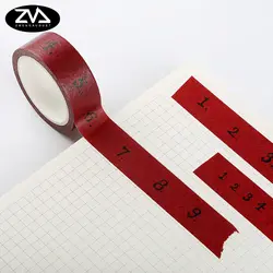 1,5 см x 7 м красный номер DIY Васи клейкие ленты украшения Скрапбукинг планировщик маскирования клейкие ленты клейкая лента, канцелярия