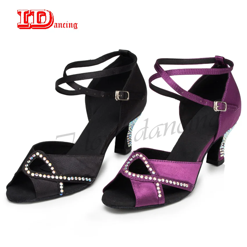 Женские черные танцевальные туфли со стразами zapatos de baile latino mujer синие для