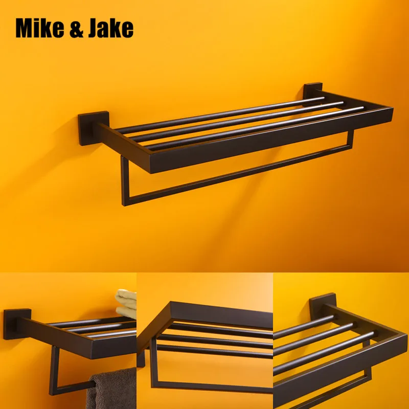Stainless steel 304 black bathroom towel rack bath towel holder shelf
