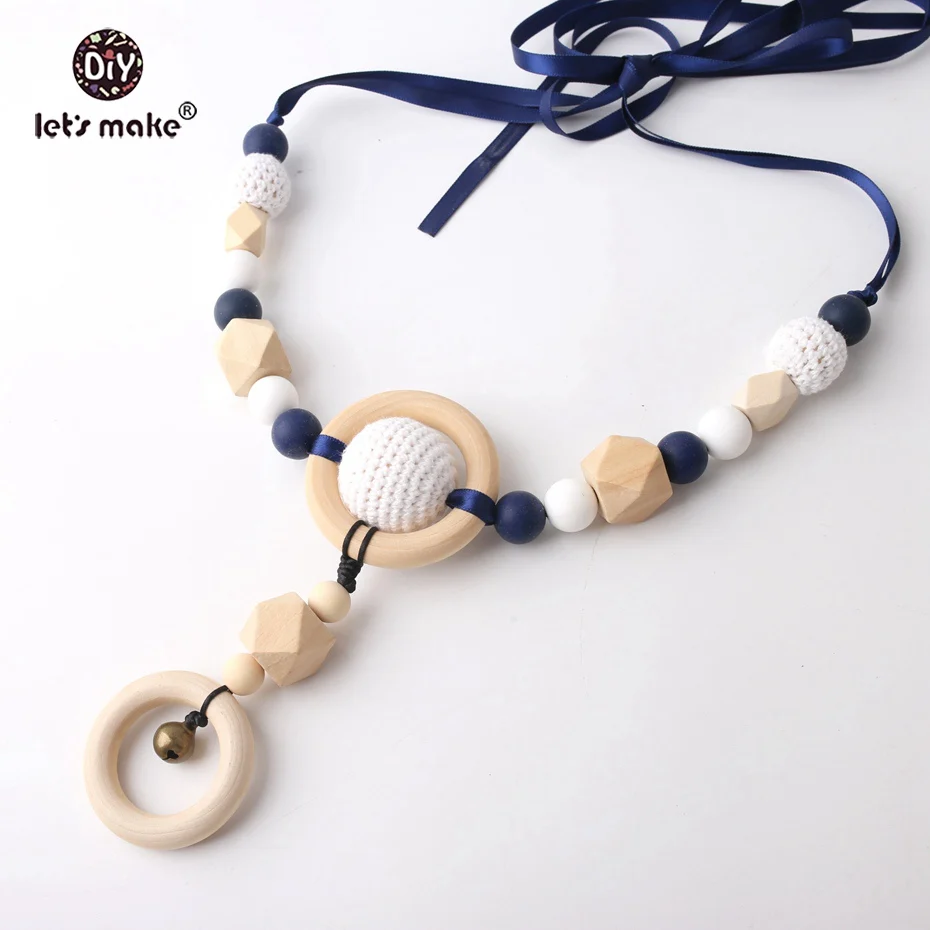 

Let's Make 1pc Wooden Baby Breastfeeding Necklace Raw Beads Food Grade Wood Teether Children's Jewelry Baby Feeding Baby Teether