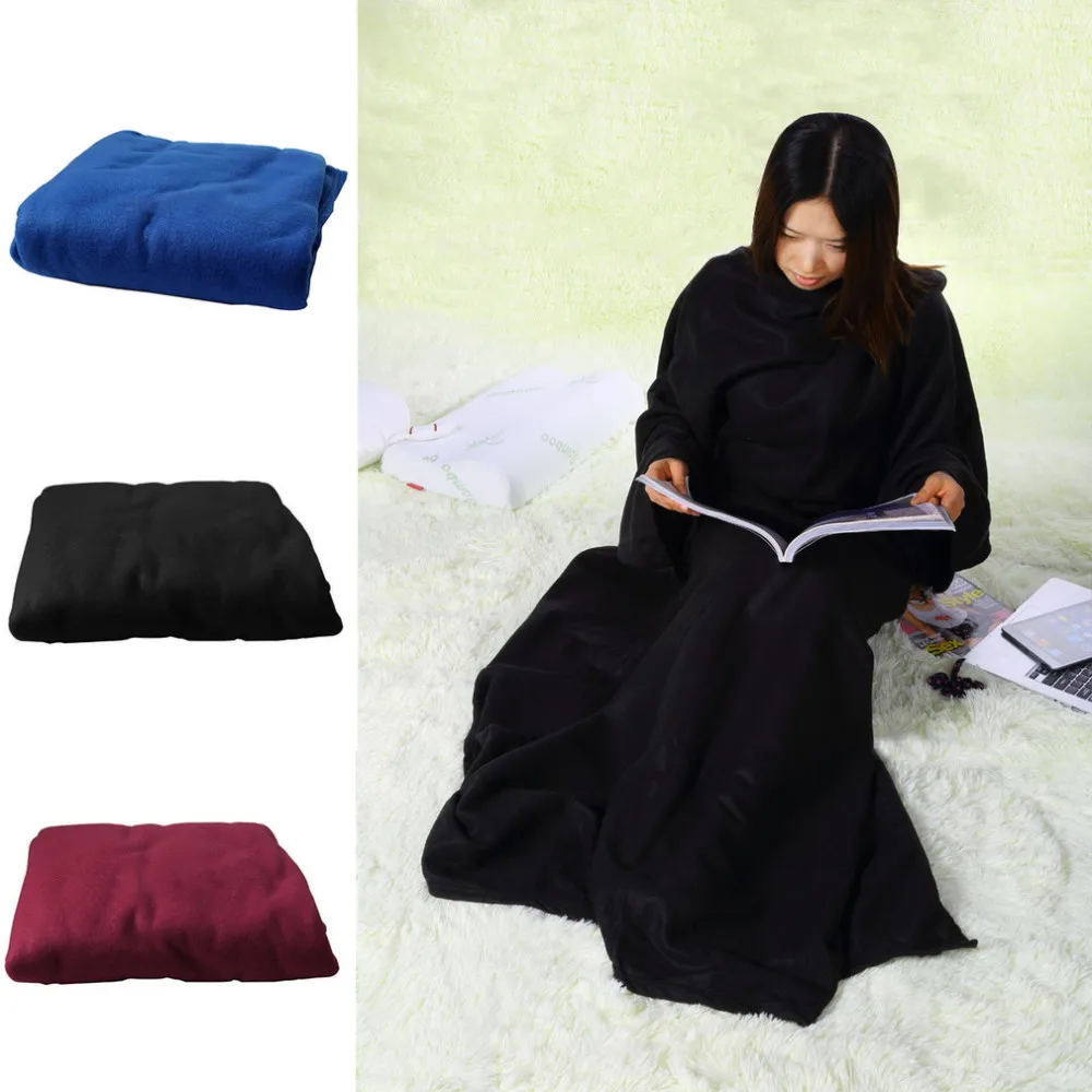 Самое модное семейное зимнее теплое шерстяное одеяло халат шаль с рукавами