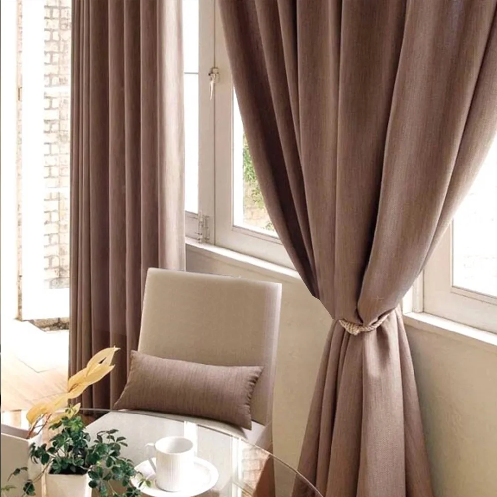 US $100.00 Customized Thick Linen Blackout Window Curtain Drapes Twill Pattern Polyester For Living Room Bedroom