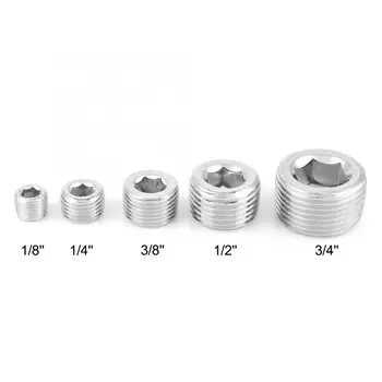 

10 Pcs Iron Hex Socket Plug Head Nickel Plated MBSP Pipe Fitting Plug