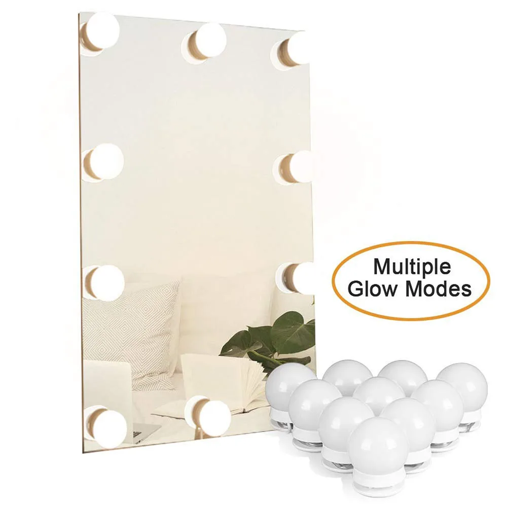  10 LED ball mirror light 3 Colors 5V USB Dimmable Women Led Hollywood Vanity Mirror Desk Light Dres