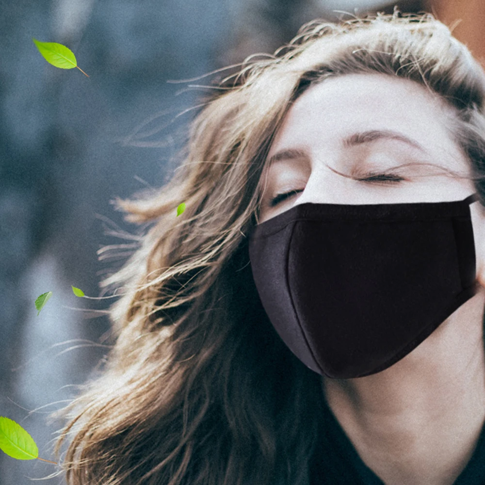 Washab хлопок против пыли гриппа лицо рот маска с активированным углем фильтр для зимнего бега спецодежда медицинская KN95 анти PM2.5 черная маска