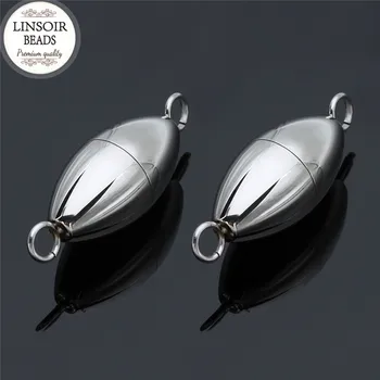 

2pcs Stainless Steel Magnetic Clasp With Loop Leather Cord Clasps Hooks Necklace End Caps Connectors For Jewelry Making F5271