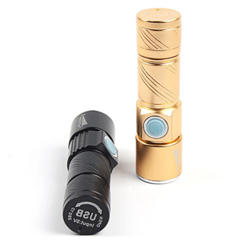 USB Charging Inside Battery LED Flashlight Portable Lights Rechargeable Mini LED Torch Zoom