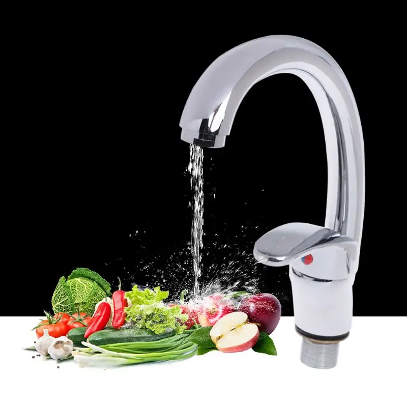 

18.5cm Zinc Alloy Kitchen Sink Faucet 360 Degree Rotation Single Handle Hot Cold Water Mixer Tap