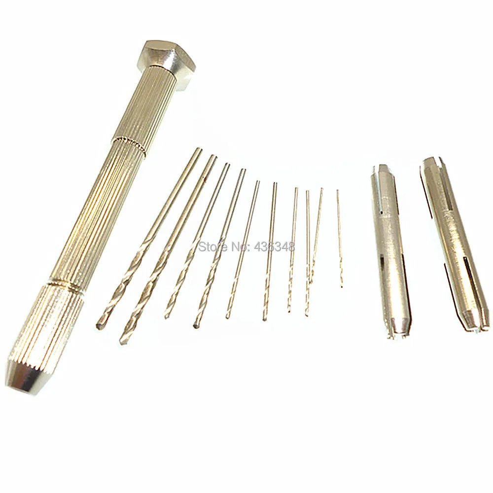 10x Micro Drill Bits High Speed Steel Wire Gauge Drills Bit + Swivel