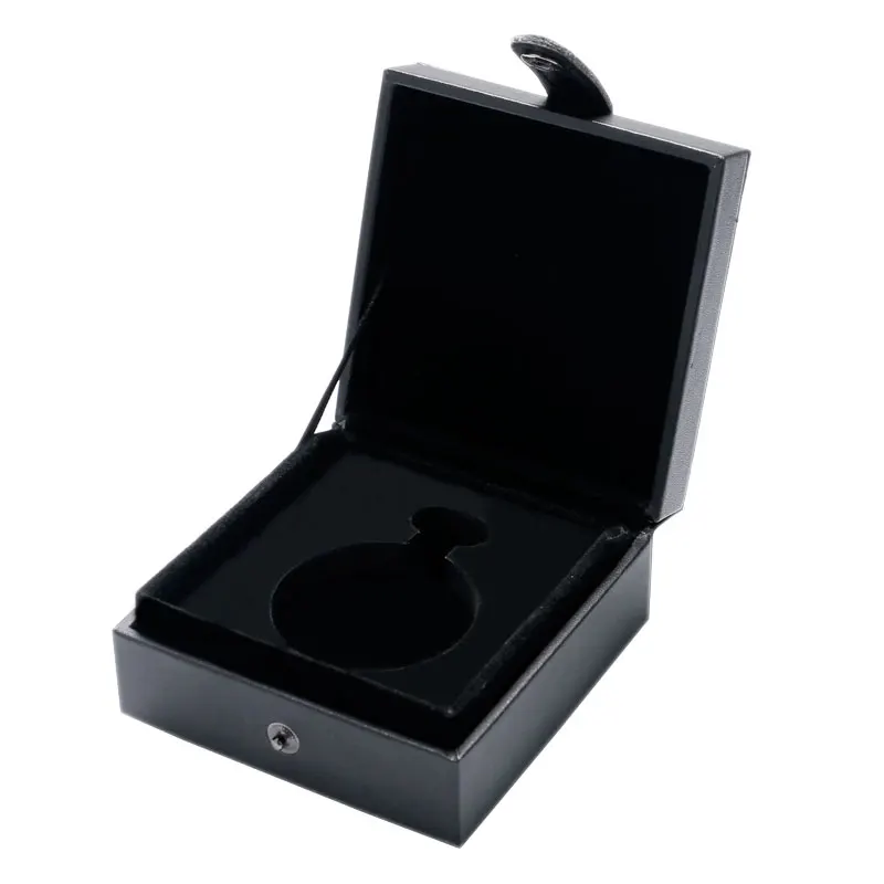 Luxury Organizer Black Leather Square Pocket Watch Box Foam Pad Inside Watches Gift Boxes for Men Womens Watch Jewelry Storage