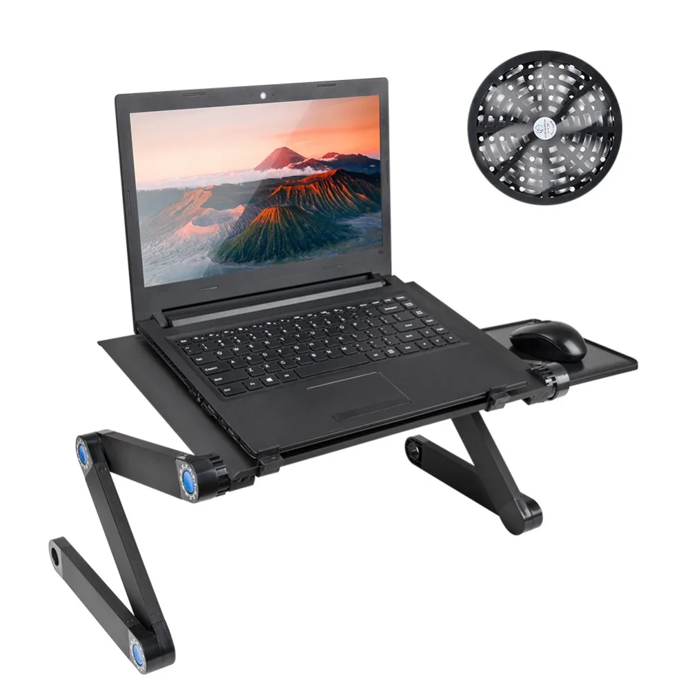 Adjustable Laptop Workstation With 1 CPU Cooling Fans And Mouse Pad Aluminum Sofa Computer Desks Folding Tables holder Furniture