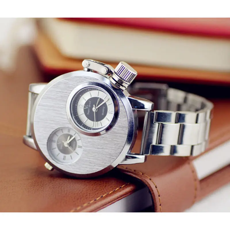 

Newest Fashion Designed Men's Stainless Steel Relojes Military Quartz Analog Wrist Watch Multiple Time Zone Relogio