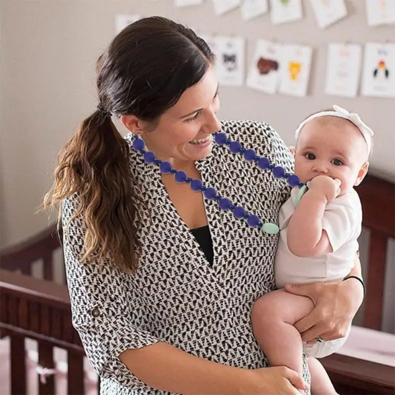 

Baby Safe Silicone Teething Beads Necklace Teether Pacifier Hanging Toy Chewable Teethers Safe Toys For Pacifier Chain