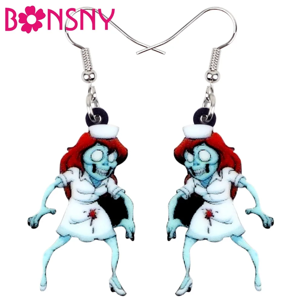 Bonsny акриловые серьги подвески в форме капли для медсестры на Хэллоуин новые