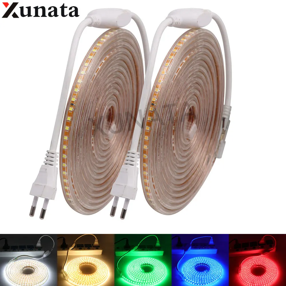 Dimmable 1-20M 220V LED Strip 5050 60LED//M IP67 Flexible Rope Light+23Key Remote