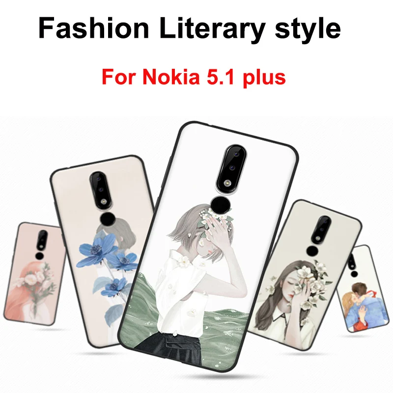 Чехол для Nokia 5 1 plus мягкий чехол телефона в литературном стиле Nokia5.1 защитный