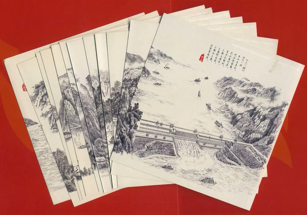 

12 PCS SET The Yangtze Three Gorges Cards China Post Stamps Postage Collection