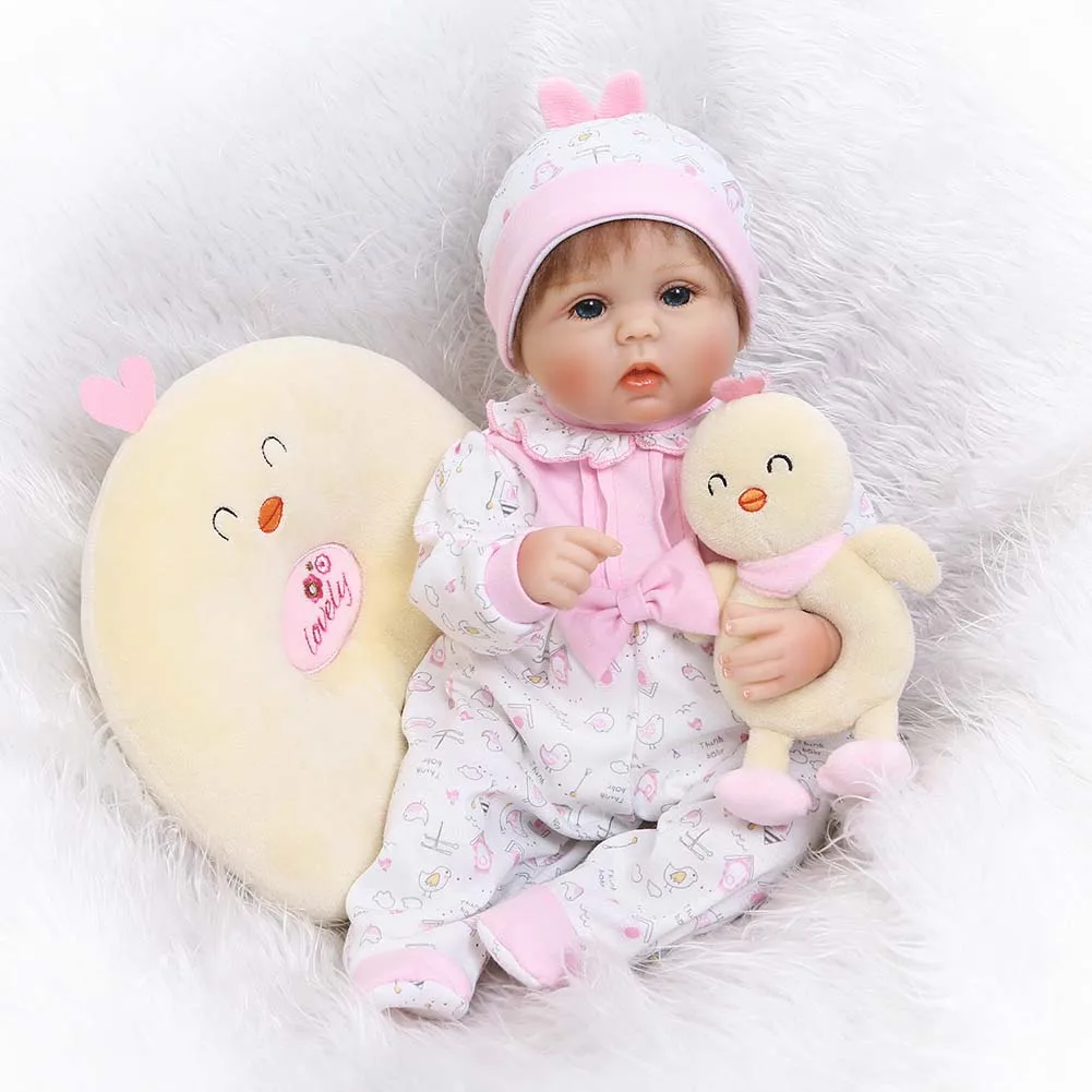 

NPK 16 Inch Newborn Baby Doll With Pillow Plush Toy Silicone Lifelike Reborn Dolls for Kids Playmat S7JN