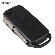 KEYYOU Car Style 2 Button Flip Folding Key Shell Case Entry Remote Key Cover Replacement for Mercedes Benz A C E S