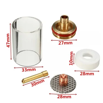 

5pcs TIG Welding Stubby Gas Lens Glass Cup Collet Body Kit For Tig WP-17/18/26