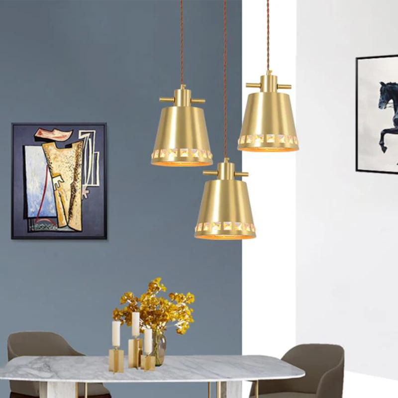 

Post-Modern New design copper LED Pendant Lights Minimalist ceystal hanging lights creative dinning room aisle bar Pendant lamps