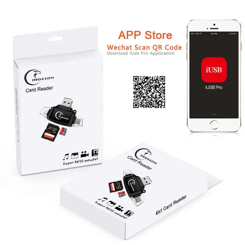 Кардридер SD 4 в 1 кардридер XQD idragon USB C Type OTG для смартфонов Plus TF/SD 16 ГБ 32 Carte