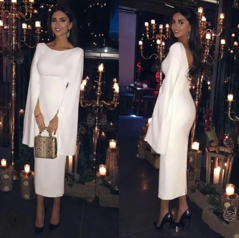 

Simple Evening Dresses Long Ankle-Length Long Sleeves O-Neck Zipper Back Sexy Prom Party Gowns Robe de soiree Cheap Customized