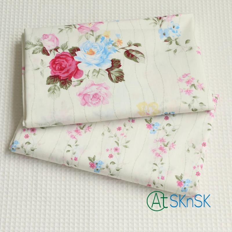 

2pcs/lot Good fabric flower printed fabric 160cm width vintage DIY cloth table cloth curtain cloth fluid cotton fabric patchwork